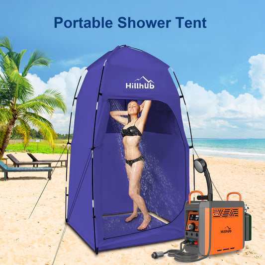 Hillhub Portable Camping Shower Tent with Floor, Outdoor Privacy Dressing Room, Toilet Sun Shelter with Carry Bag for Beach, Camping, 6.9 FT Extra Tall and Wind-Proof, 210D Oxford Cloth Waterproof