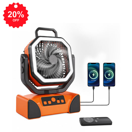 Hillhub 40000mAh Rechargeable Camping Fan (Orange)
