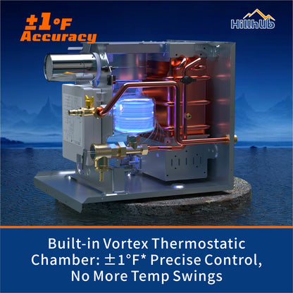 RV Tankless Water Heater, Hillhub 3.9 GPM Instant Hot Water Heater for Camper & Motorhome, 65,000 BTU Propane On-Demand with Stable Flow for Outdoor Shower & RV Plumbing