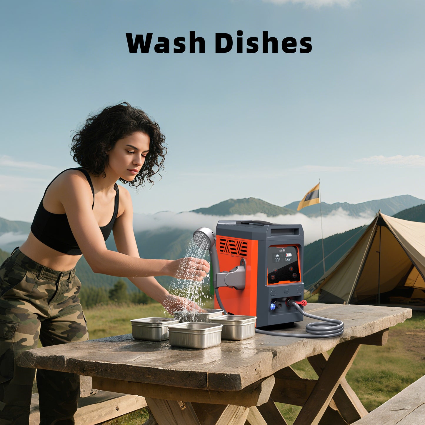 Hillhub Portable Propane Water Heater for Camping, Instant Hot Water Heater On Demand with 4000mAh Battery for Outdoor Showering and Cleaning, Included Water Pump & Showerhead