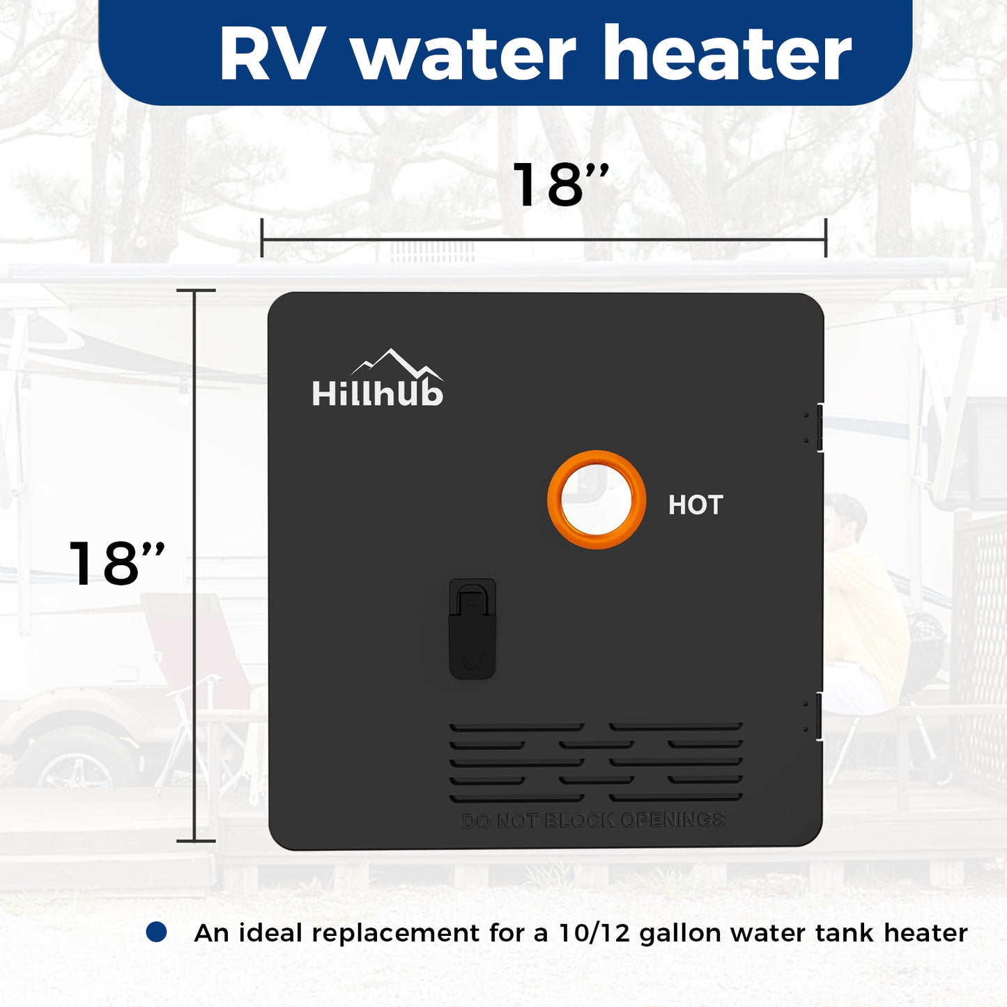 18 x 18 Inches RV Water Heater Black Door