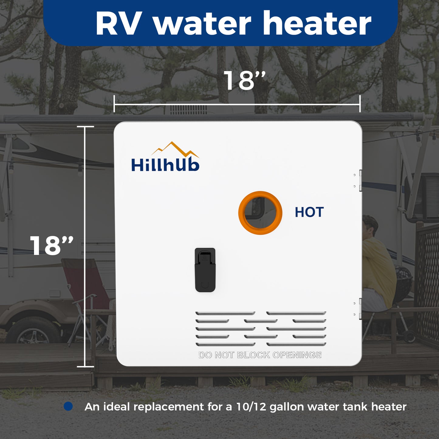 18 x 18 Inches RV Water Heater White Door