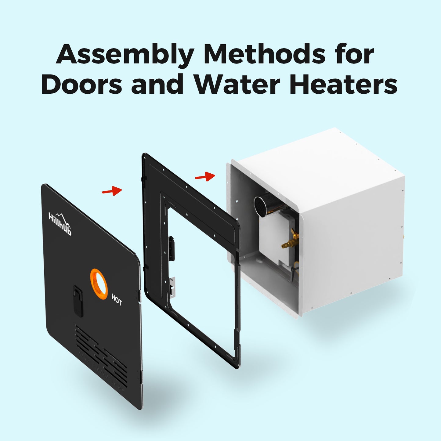 18 x 18 Inches RV Water Heater Black Door