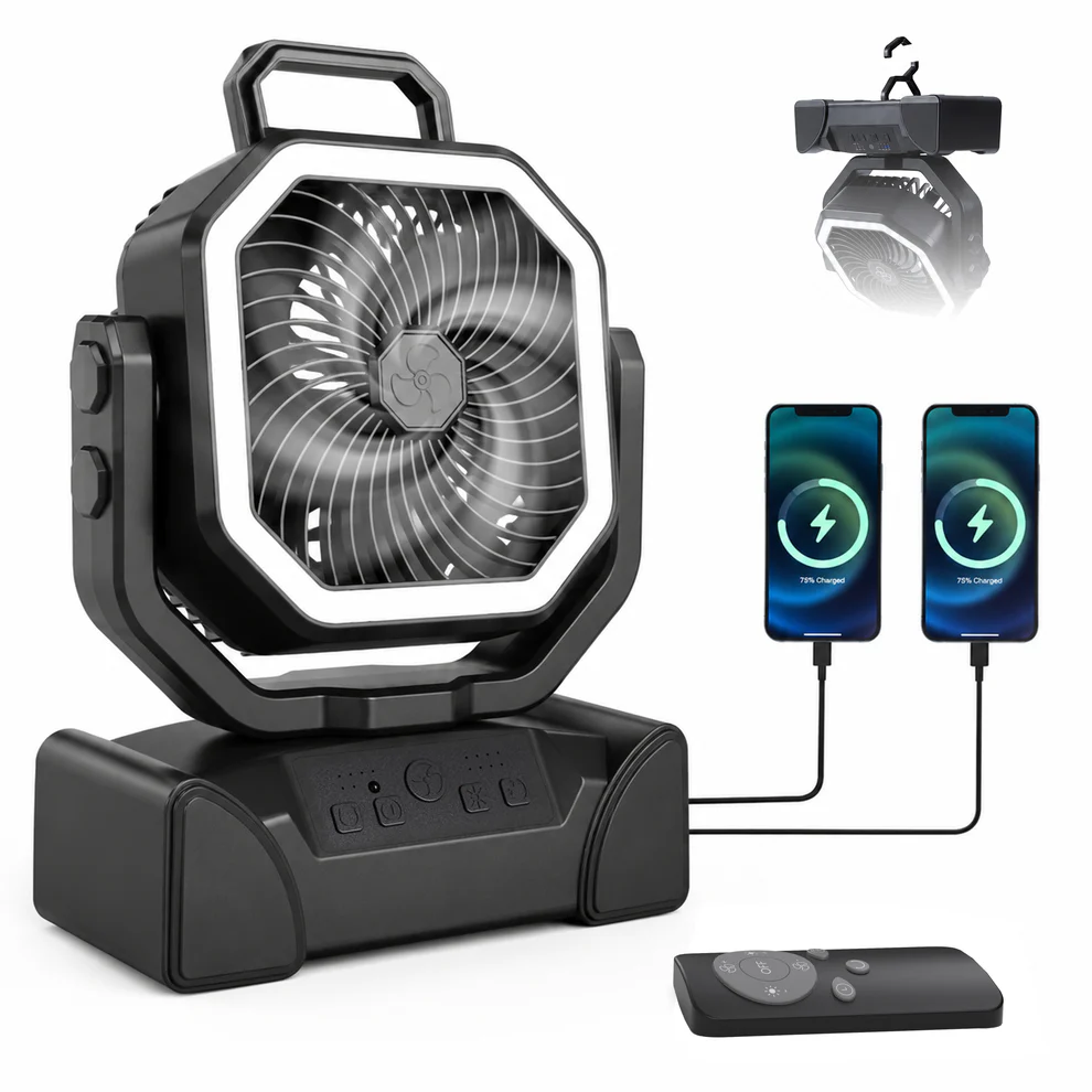 Hillhub 40000mAh Rechargeable Camping Fan (Black)