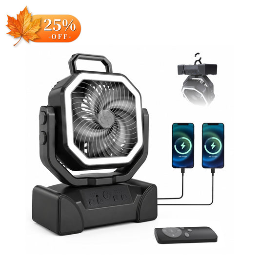 Hillhub 40000mAh Rechargeable Camping Fan (Black)