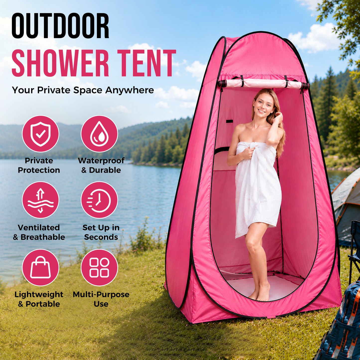 Hillhub Pop Up Camping Shower Tent