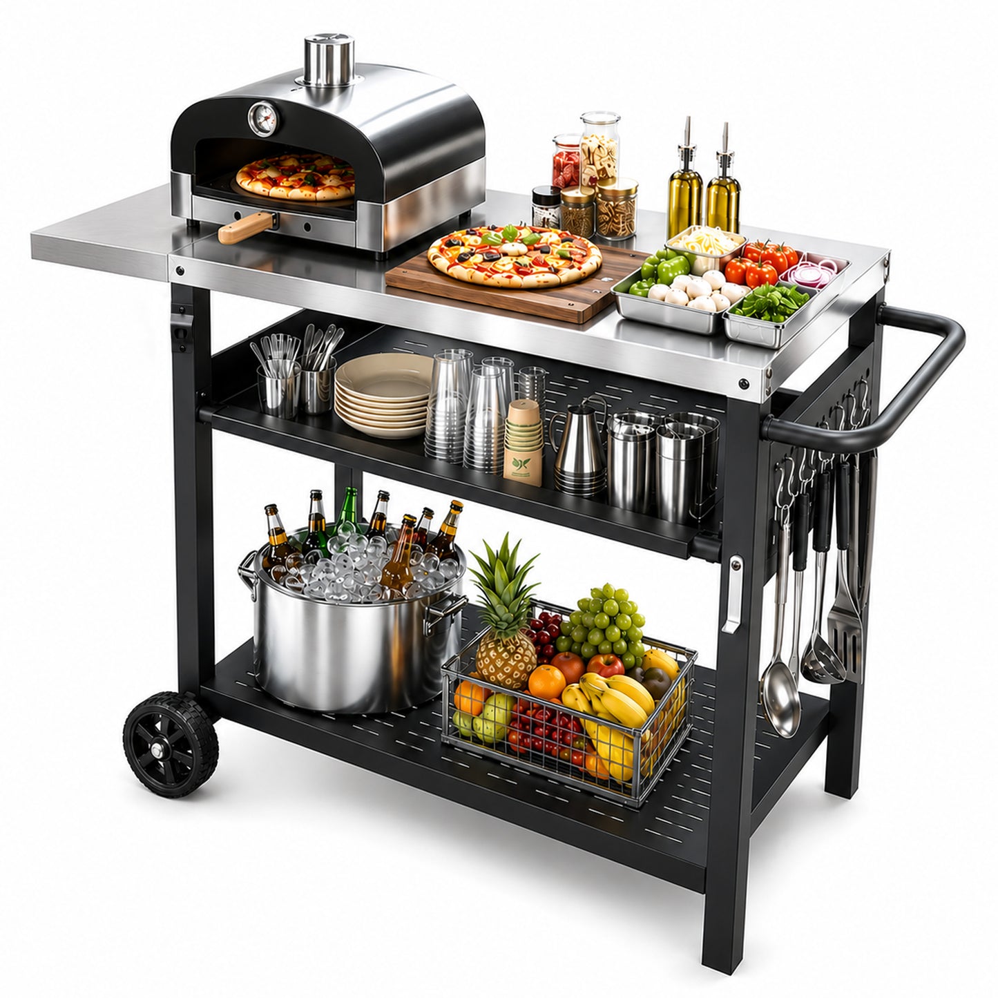Stainless Steel Movable Outdoor Grill Cart