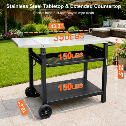 Stainless Steel Movable Outdoor Grill Cart