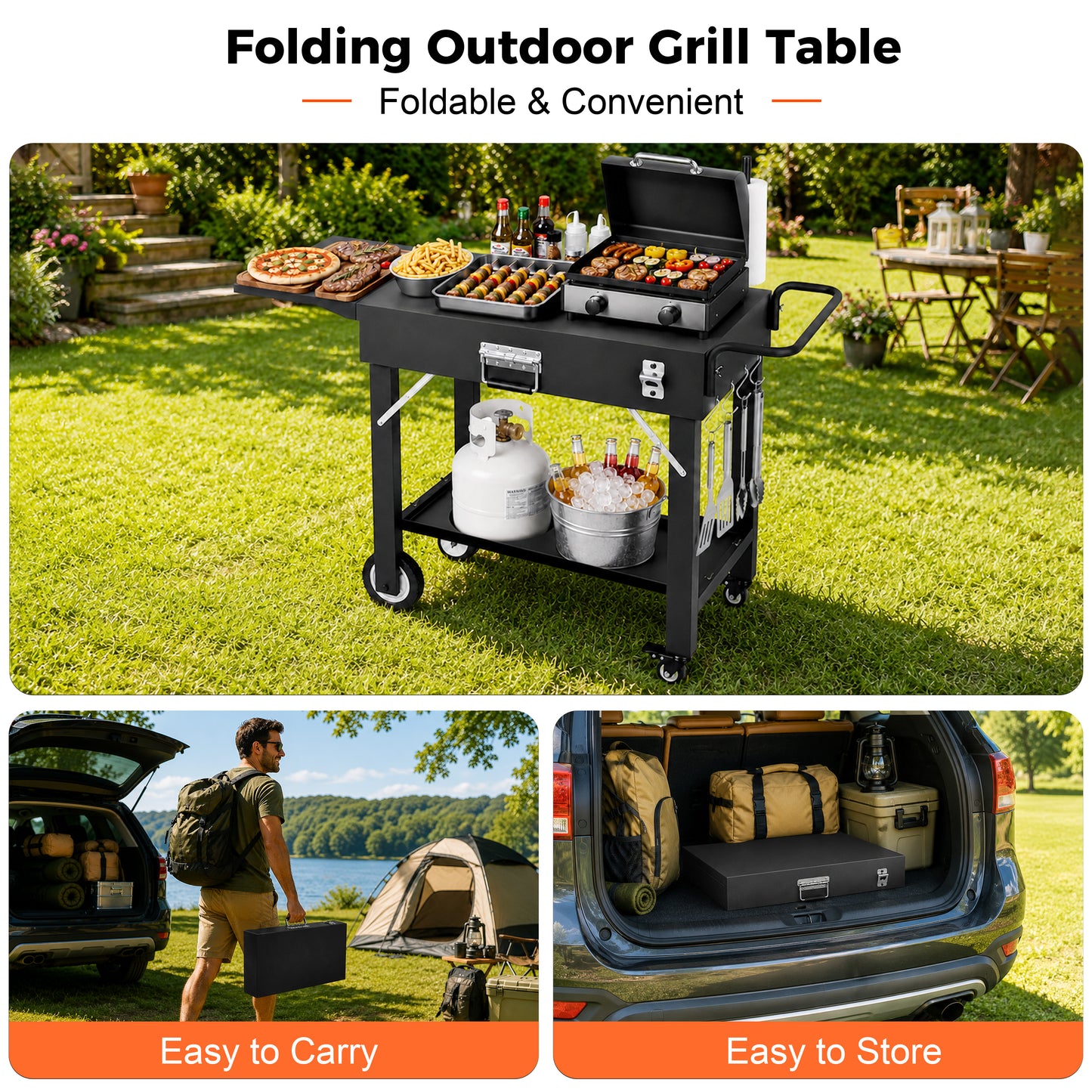Hillihub Folding Grill Cart