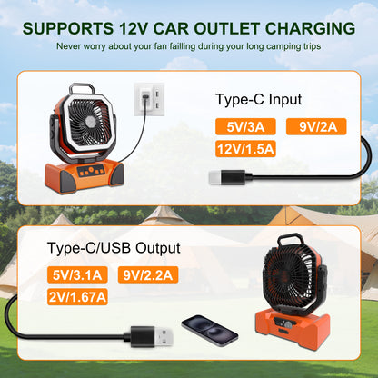 Orange Portable Camping Fan