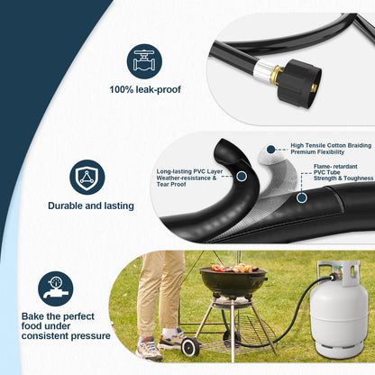 Hillhub 5 Feet Propane Gas Hose Adapter Connect 1lb to 20lb for Hillhub Portable Water Heaters, Converts 1lb Appliances to 5-40lb Tanks, Replacement for Qcc1/Type 1 Tank, Certified