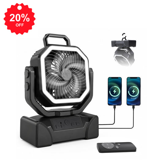 Hillhub 40000mAh Rechargeable Camping Fan (Black)