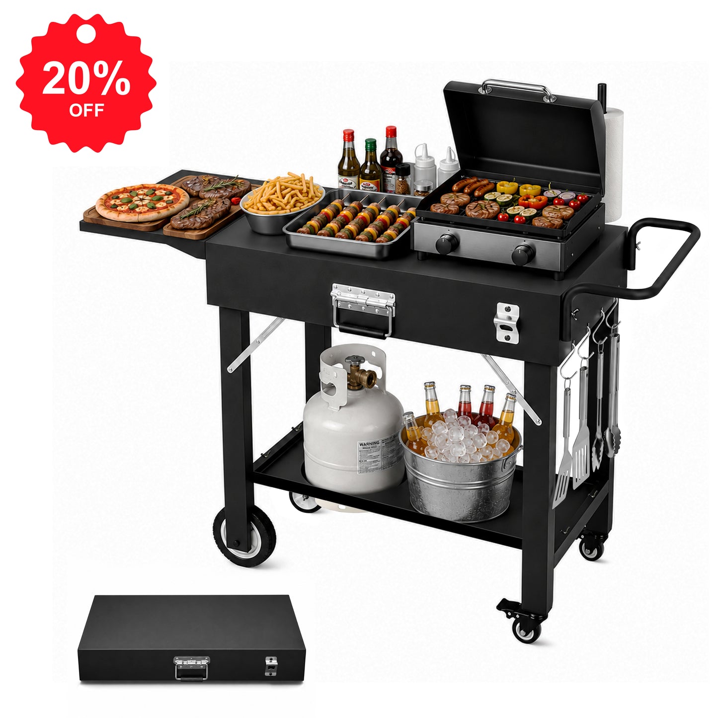 Hillihub Folding Grill Cart