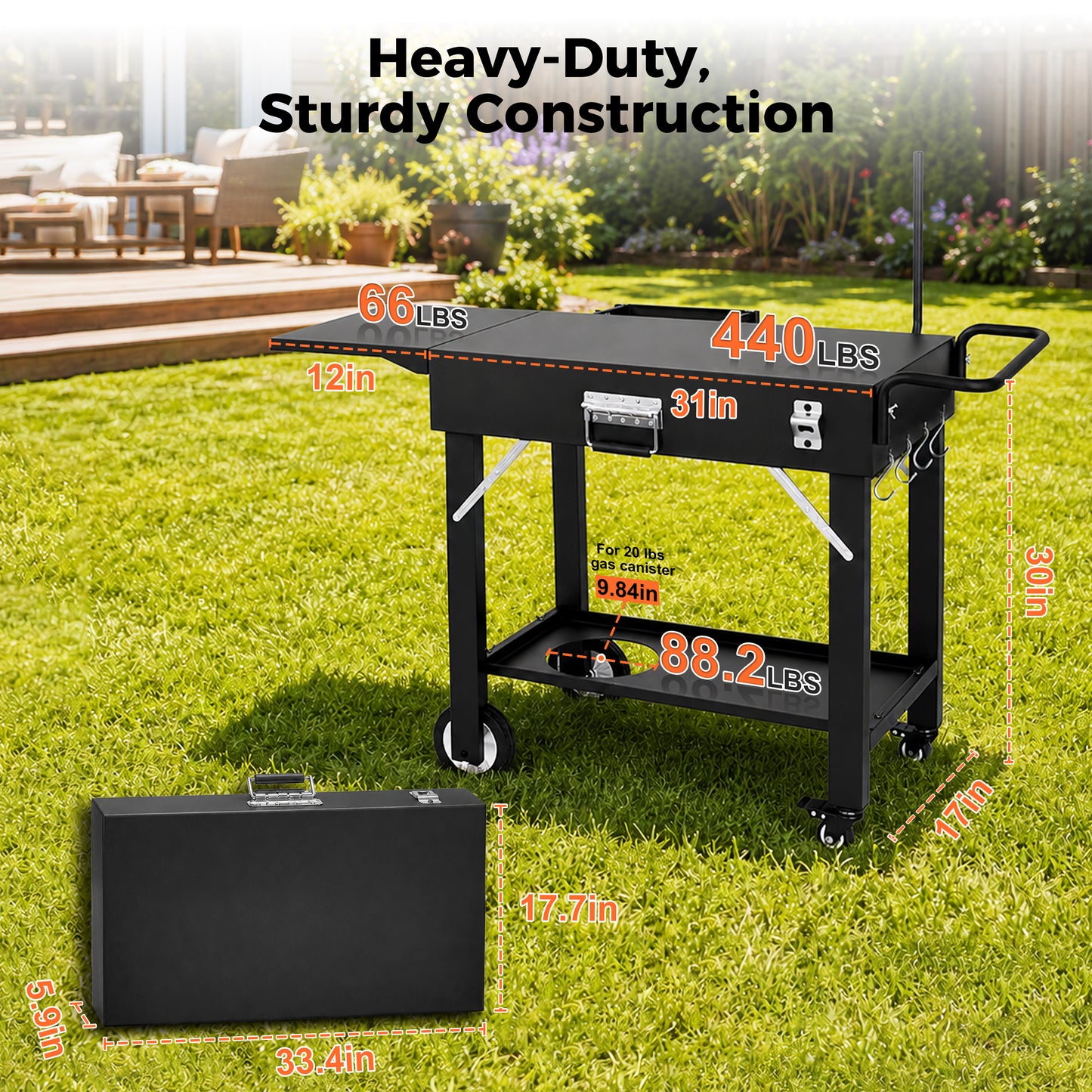 Hillihub Folding Grill Cart