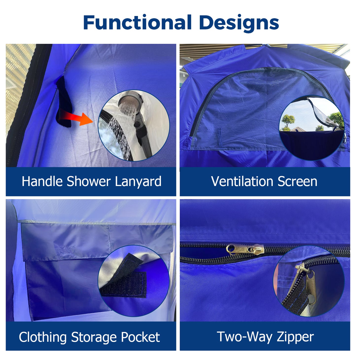 Hillhub Portable Camping Shower Tent with Floor, Outdoor Privacy Dressing Room, Toilet Sun Shelter with Carry Bag for Beach, Camping, 6.9 FT Extra Tall and Wind-Proof, 210D Oxford Cloth Waterproof