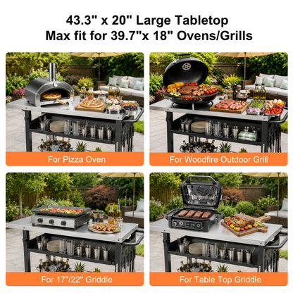 Stainless Steel Movable Outdoor Grill Cart