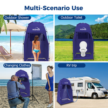 Hillhub Portable Camping Shower Tent with Floor, Outdoor Privacy Dressing Room, Toilet Sun Shelter with Carry Bag for Beach, Camping, 6.9 FT Extra Tall and Wind-Proof, 210D Oxford Cloth Waterproof