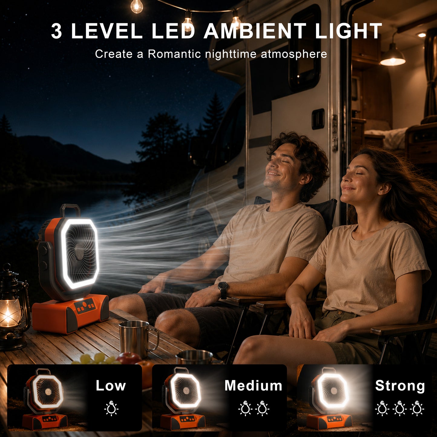 Orange Portable Camping Fan