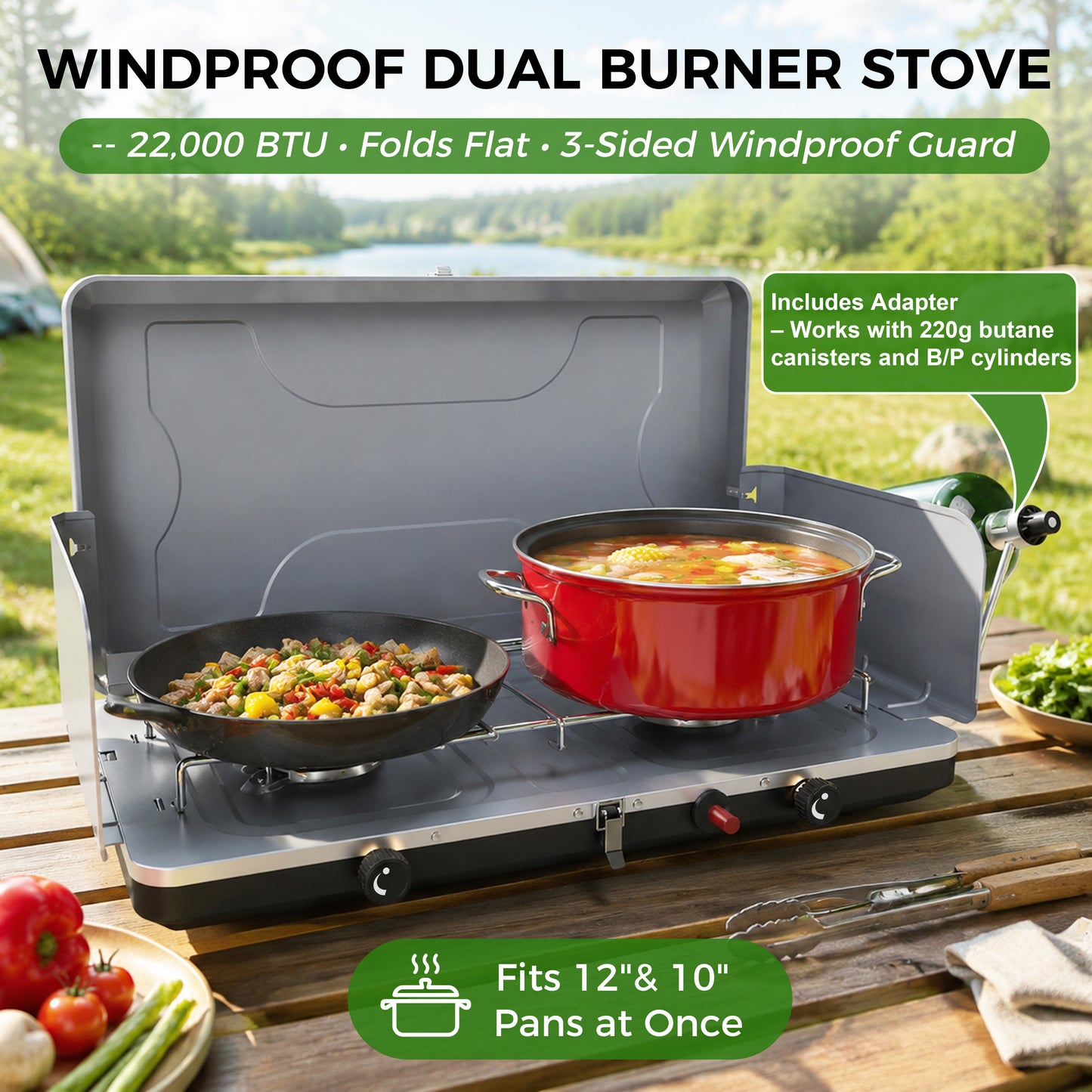 Hillhub Portable Dual Burner Propane Stove
