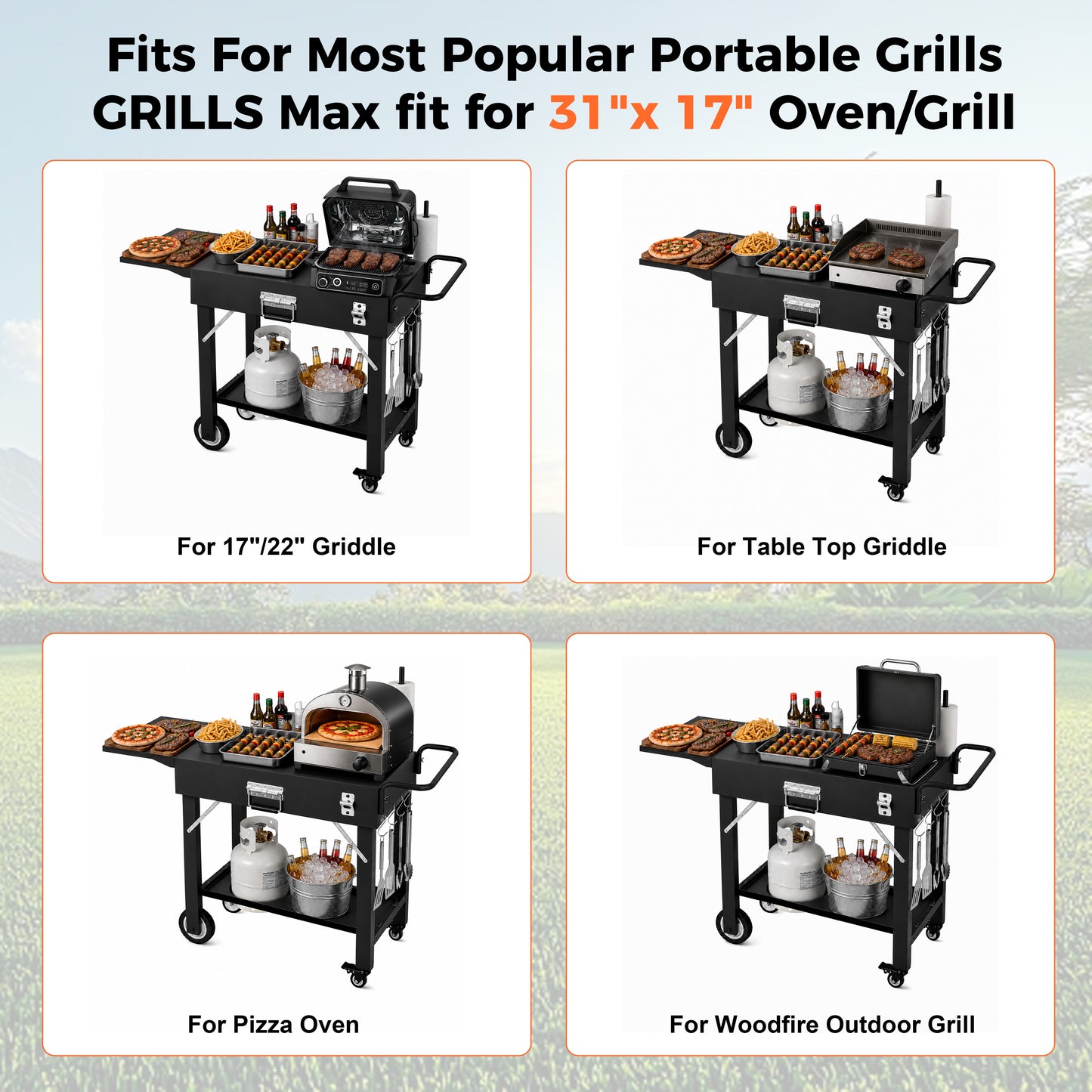 Hillihub Folding Grill Cart