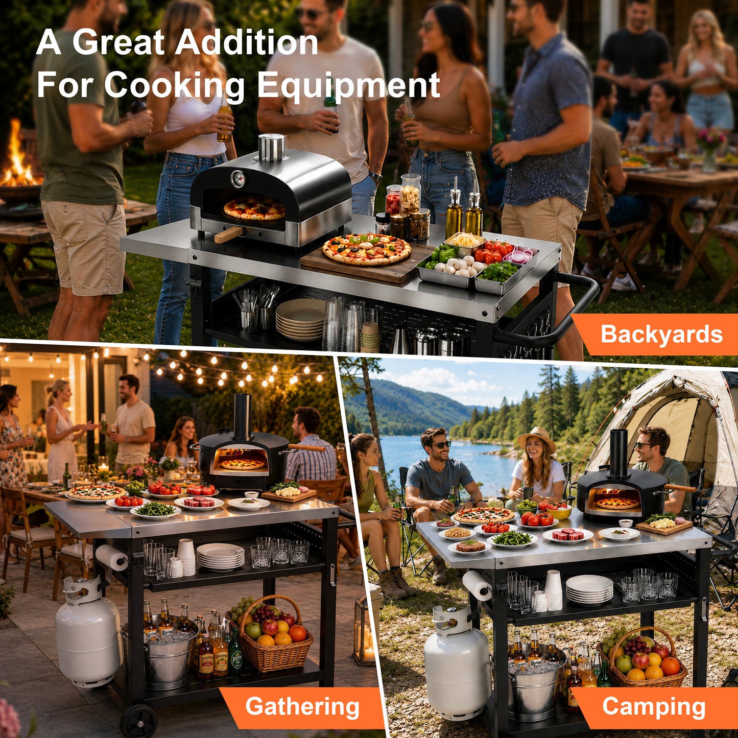 Stainless Steel Movable Outdoor Grill Cart