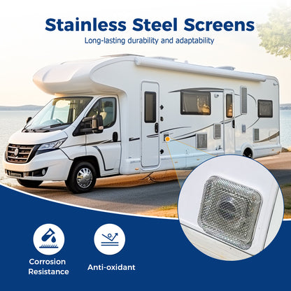 Hillhub 17PCS RV Furnace Vent Cover, Water Heater Vents Stainless Steel Mesh, Flying Insect Screen and Bug Covers for Camper, RV Accessories for Outside with Installation Tool