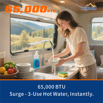 Hillhub 3.9 GPM RV Tankless Water Heater With Door (Black)