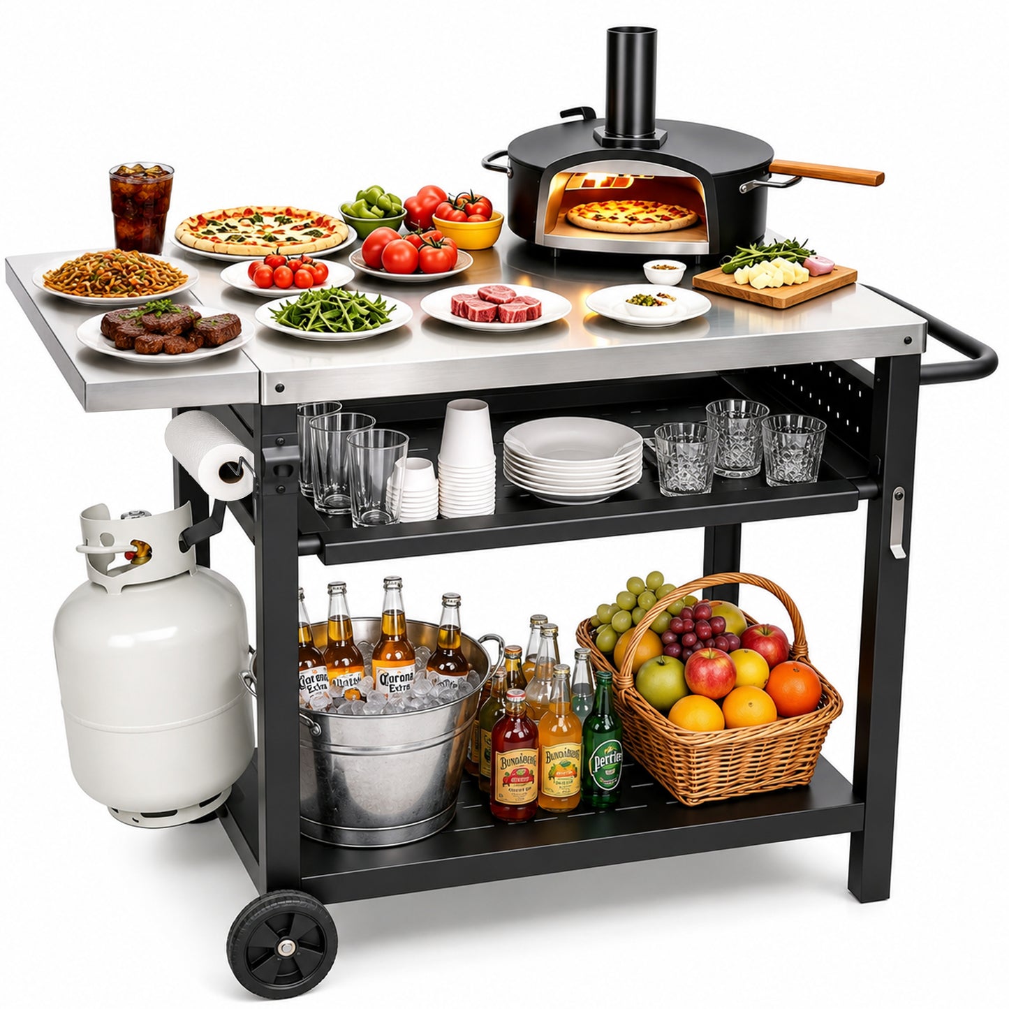 Hillhub Stainless Steel Movable Outdoor Grill Cart
