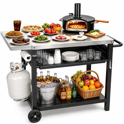 Hillhub Stainless Steel Movable Outdoor Grill Cart