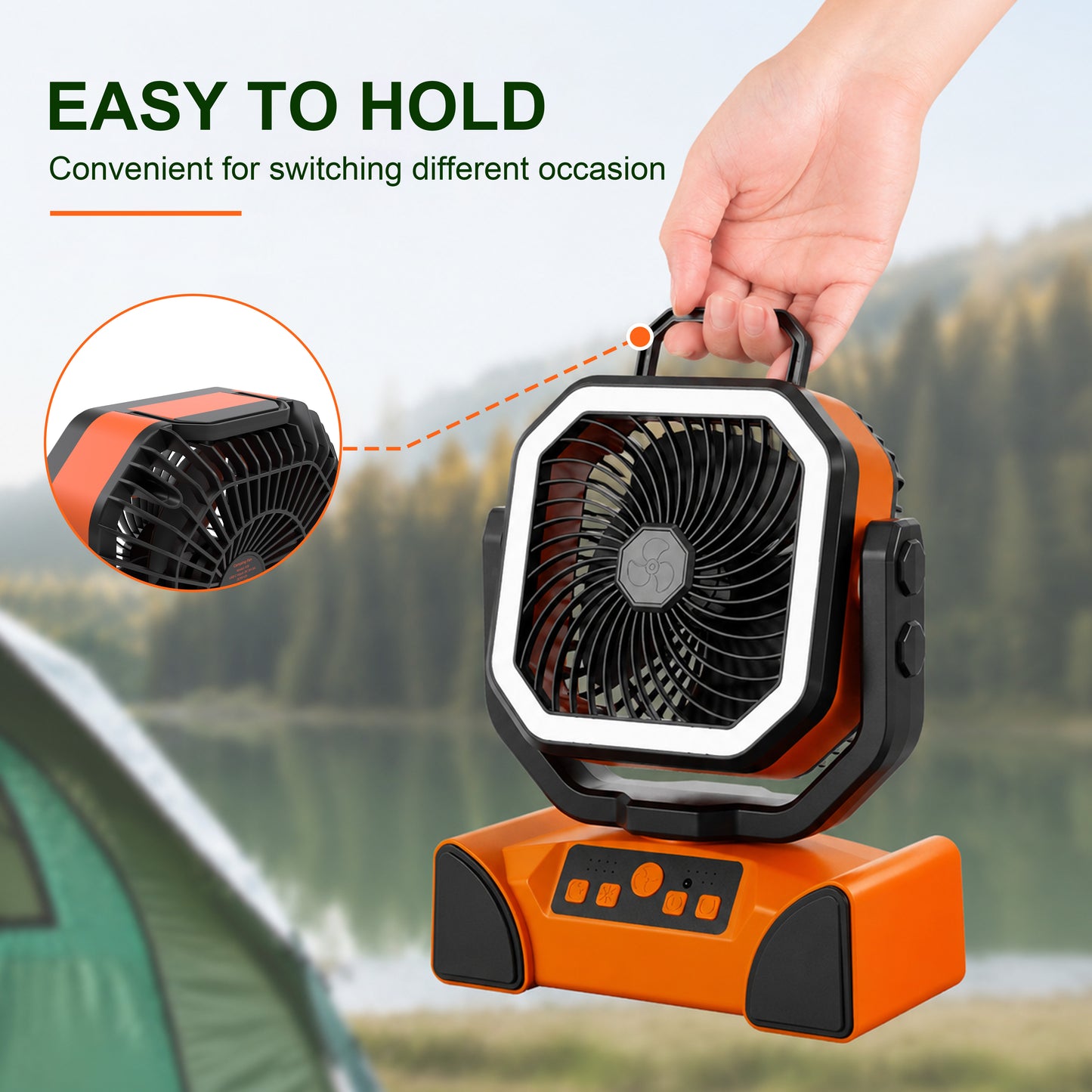 Orange Portable Camping Fan