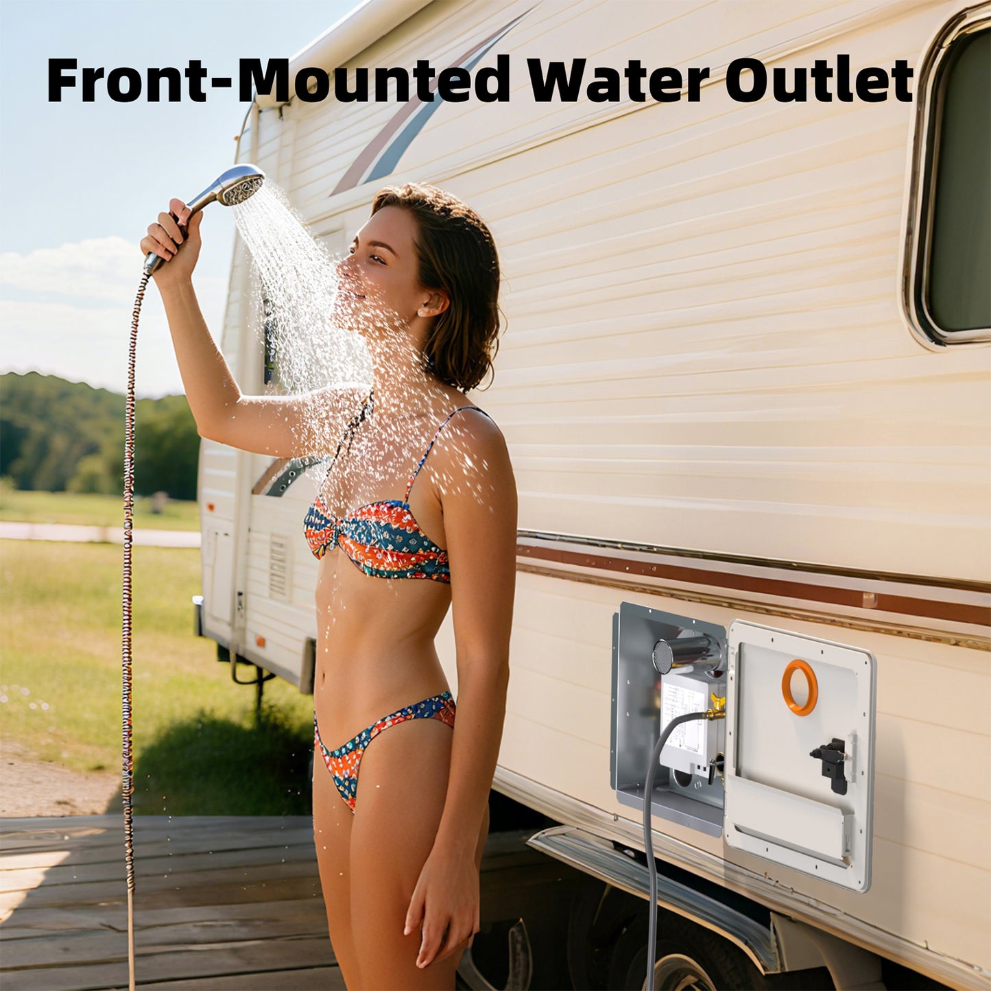 Hillhub RV Tankless Water Heater, 3.9 GPM On-Demand Instant Hot Water Heater for Motorhome Camper, 65,000 BTU Propane with Stable Temperature for Outdoor Shower & Travel Trailers