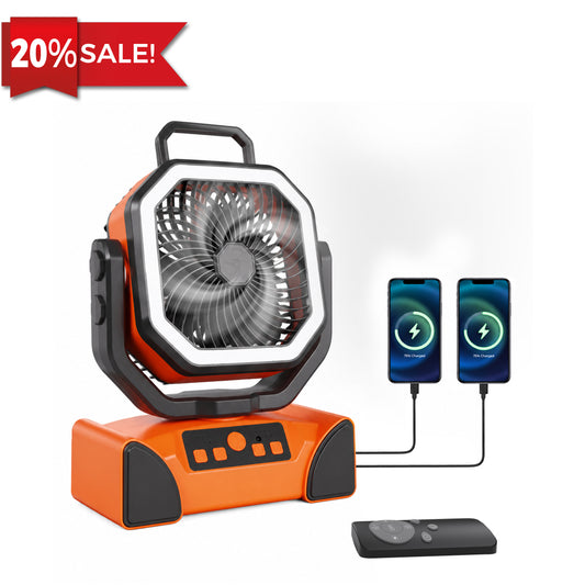 Hillhub 40000mAh Rechargeable Camping Fan(Orange)