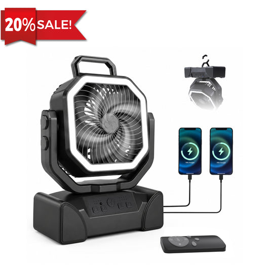 Hillhub 40000mAh Rechargeable Camping Fan(Black)