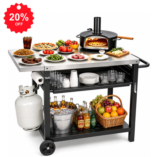 Hillhub Stainless Steel Movable Outdoor Grill Cart