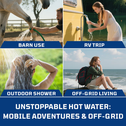 barn use, rv trip, out door shower, off-grid living